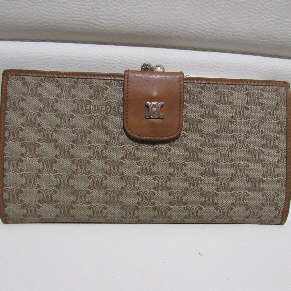 CELINE MACADAM KISSLOCK LARGE PVC WALLET